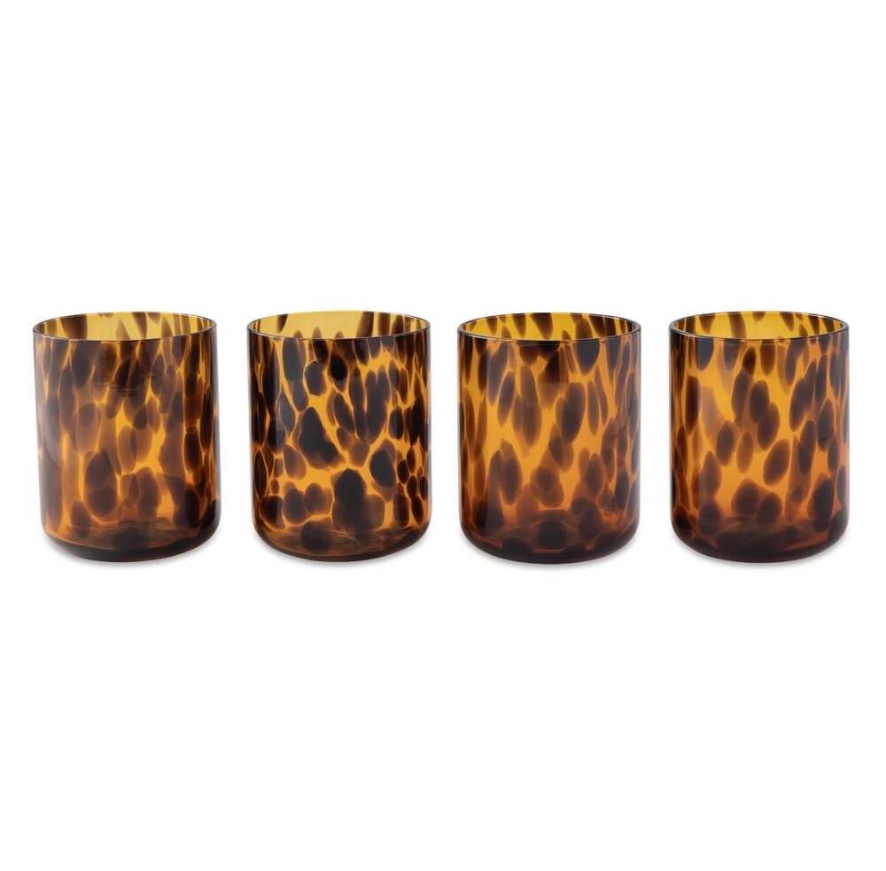 Thyme & Table 12 fl oz Brown Tortoise Drinking Glasses, Set of 4 - New in box!